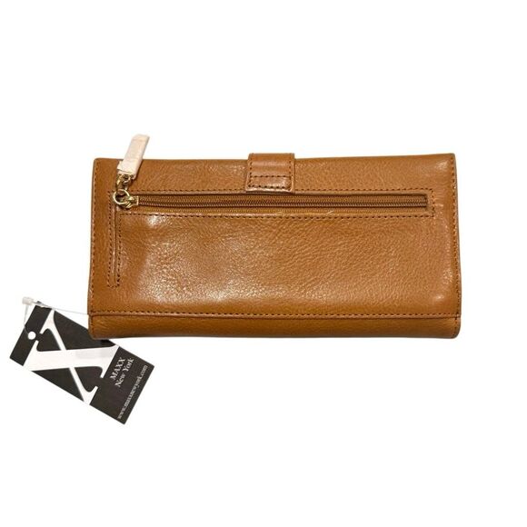 NWT Maxx New York Vegan Leather Multi Pocket Long Wallet Brown Tan Size 8"x4" - Picture 2 of 4
